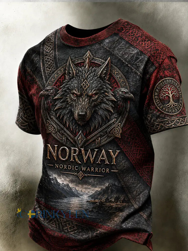 Herrlig retrotröja i nordisk stil med norsk konsttryck – avslappnad stil - A / S