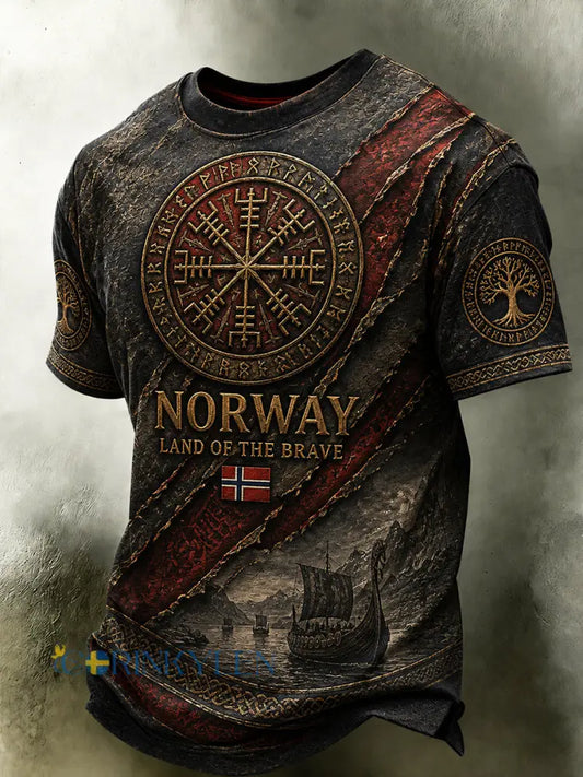 Herrlig retrotröja i nordisk stil med norsk konsttryck – avslappnad stil - A / S