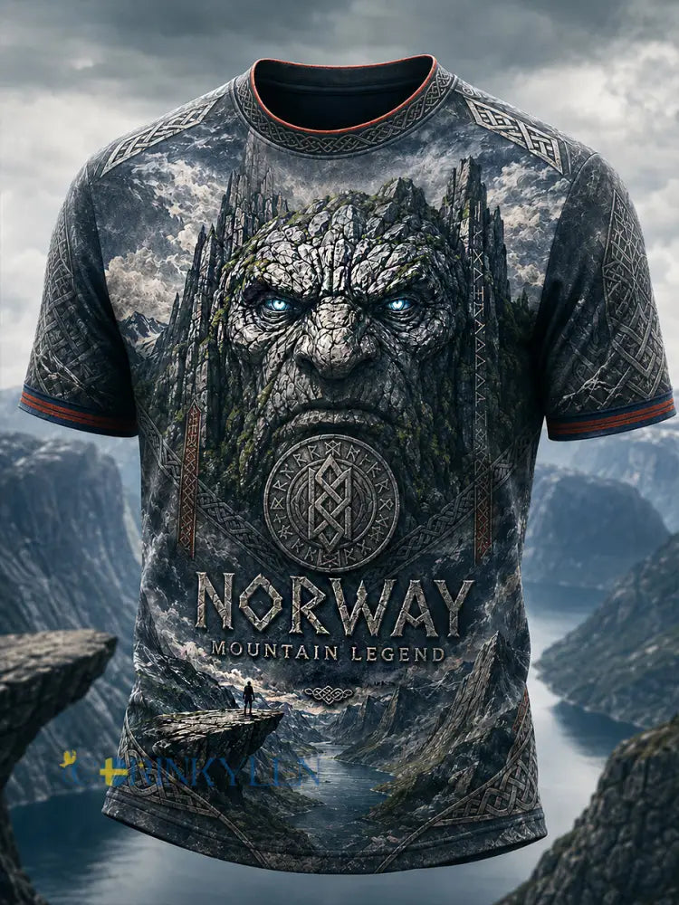 Herrlig retrotröja i nordisk stil med norsk konsttryck – avslappnad stil - A / S