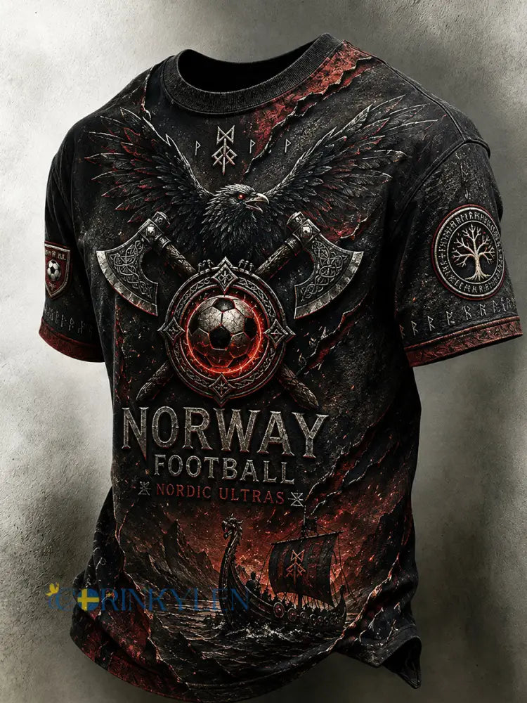 Herrlig retrotröja i nordisk stil med norsk konsttryck – avslappnad stil - A / S