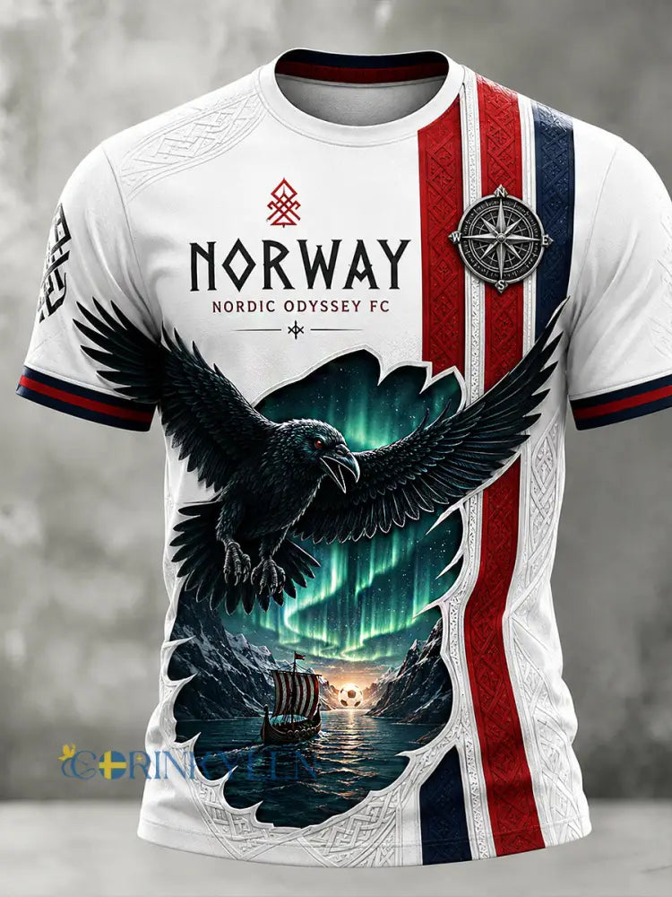 Herrlig retrotröja i nordisk stil med norsk konsttryck – avslappnad stil - A / S