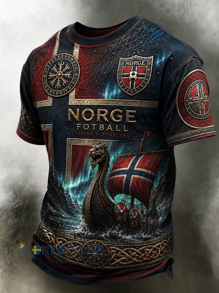 Herrlig retrotröja i nordisk stil med norsk konsttryck – avslappnad stil - A / S