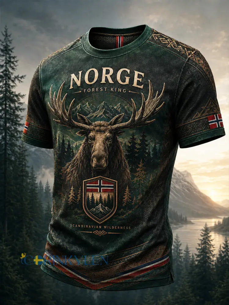 Herrlig retrotröja i nordisk stil med norsk konsttryck – avslappnad stil - A / S
