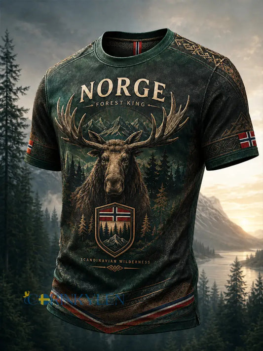 Herrlig retrotröja i nordisk stil med norsk konsttryck – avslappnad stil - A / S