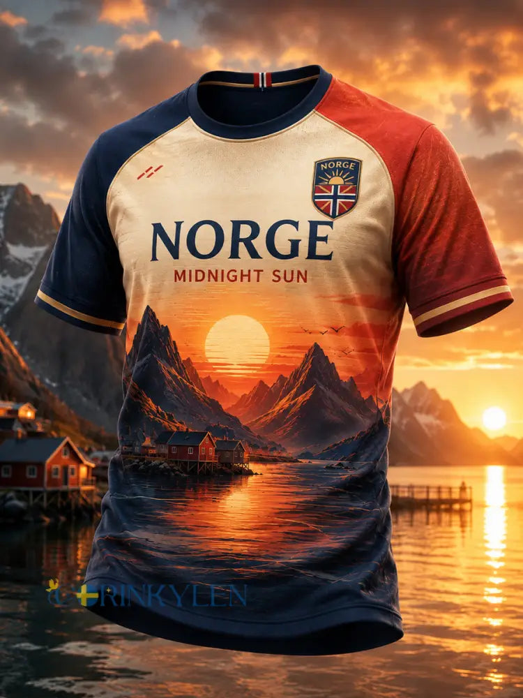 Herrlig retrotröja i nordisk stil med norsk konsttryck – avslappnad stil - A / S