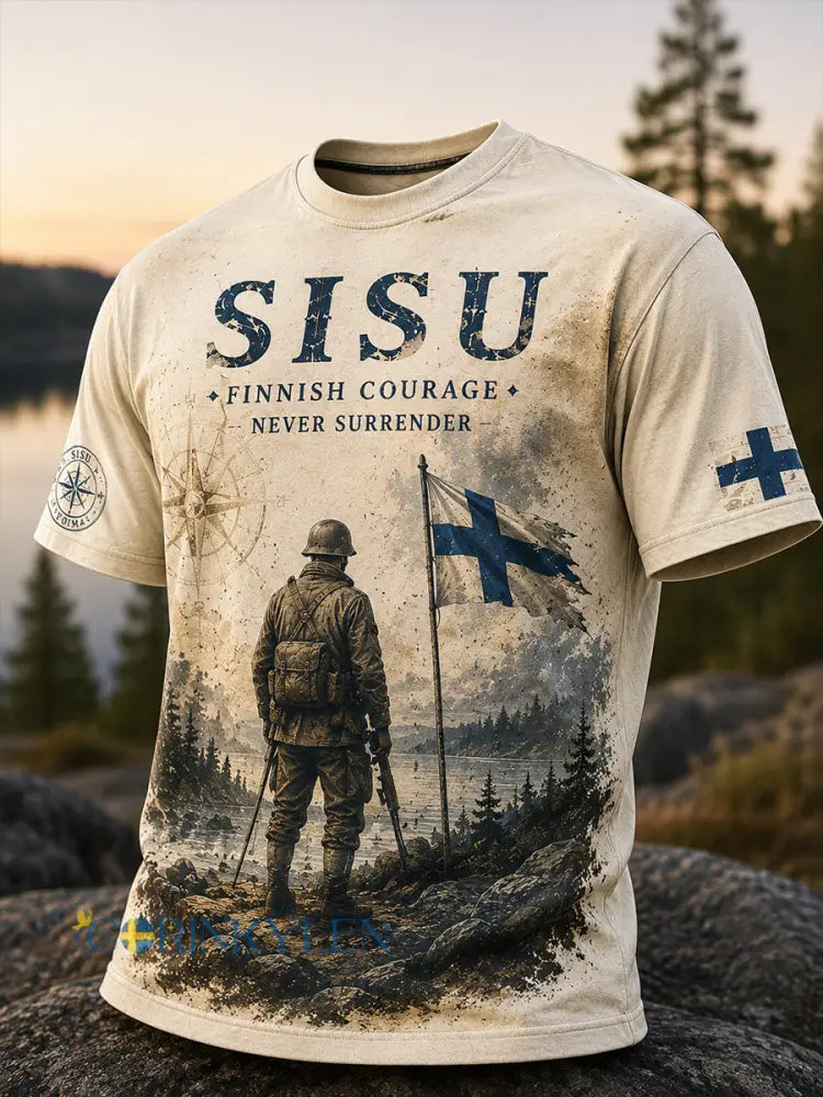 Herrlig Sisu-patriotisk minneströja med konstnärlig tryck – Finsk veteran - A / S