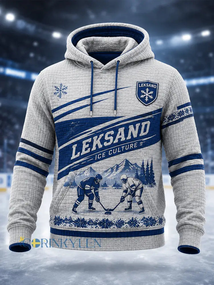 Herrlig tröja i svensk ishockeystil från Leksands IF – löst sittande huvtröja med avsatt axel och fickor för älskare av