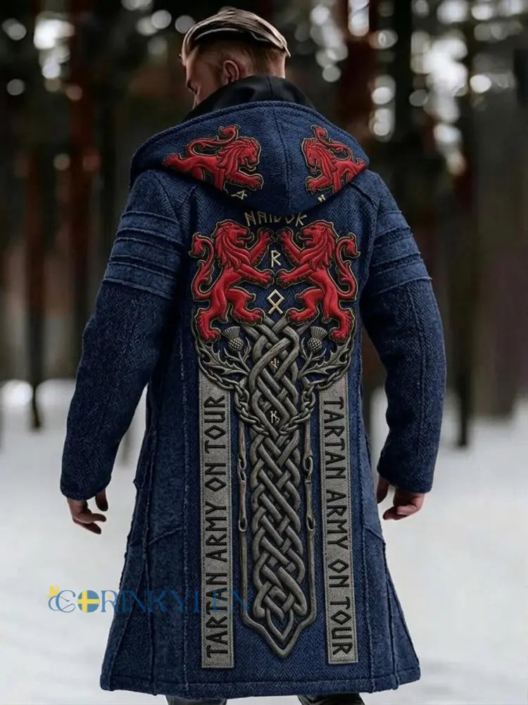 Herrlig vintage svensk Birka-Vikingaveckors lång vikingakappa med huva - blå / S