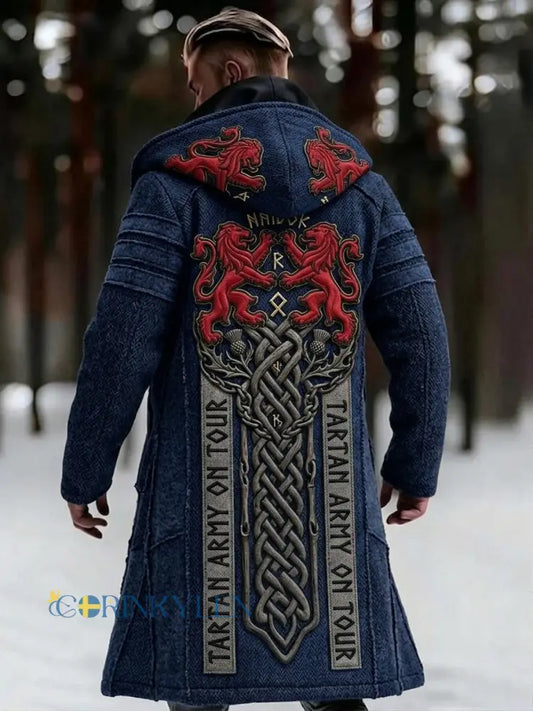 Herrlig vintage svensk Birka-Vikingaveckors lång vikingakappa med huva - blå / S