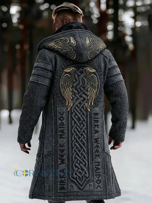 Herrlig vintage svensk Birka-Vikingaveckors lång vikingakappa med huva - grå / S
