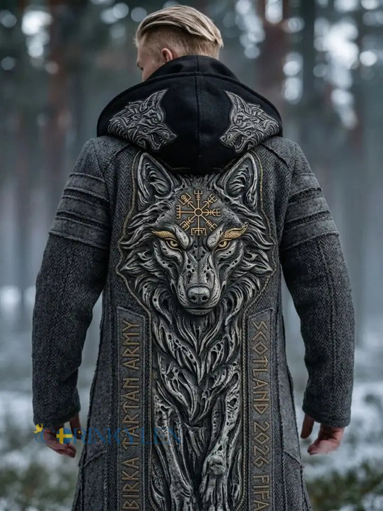 Herrlig vintage svensk Birka-Vikingaveckors lång vikingakappa med huva - grå / S