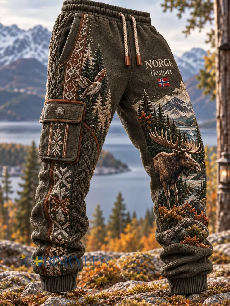 Herrliga norska jaktsäsongstryck lediga träningsoveraller byxor - A / S