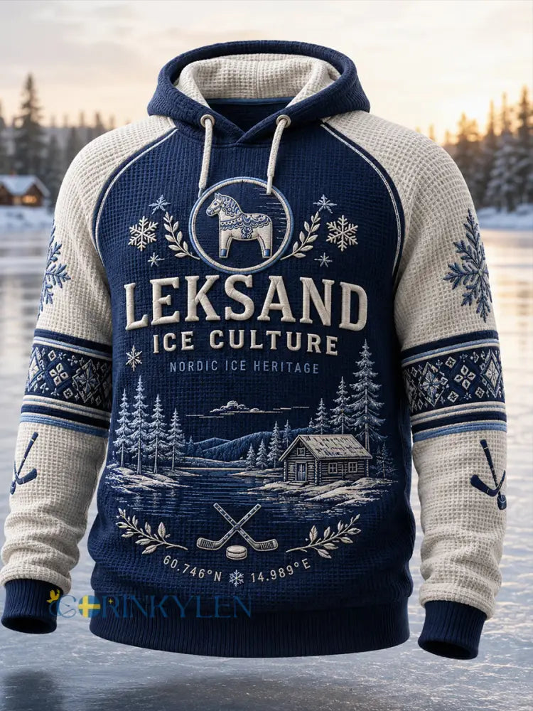 Herrligan av Leksands IF i ishockey – Överdimensionerad luvtröja med fallande axlar och fickor för fans och älskare - A