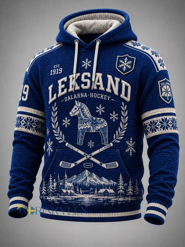 Herrligan av Leksands IF i ishockey – Överdimensionerad luvtröja med fallande axlar och fickor för fans och älskare - A