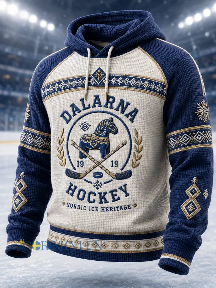 Herrligan av Leksands IF i ishockey – Överdimensionerad luvtröja med fallande axlar och fickor för fans och älskare - A