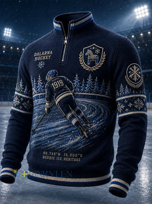 Herrligan avsnittet Svensk ishockey Leksands IF Fans Älskare Våffeltröja med lång ärm - A / S