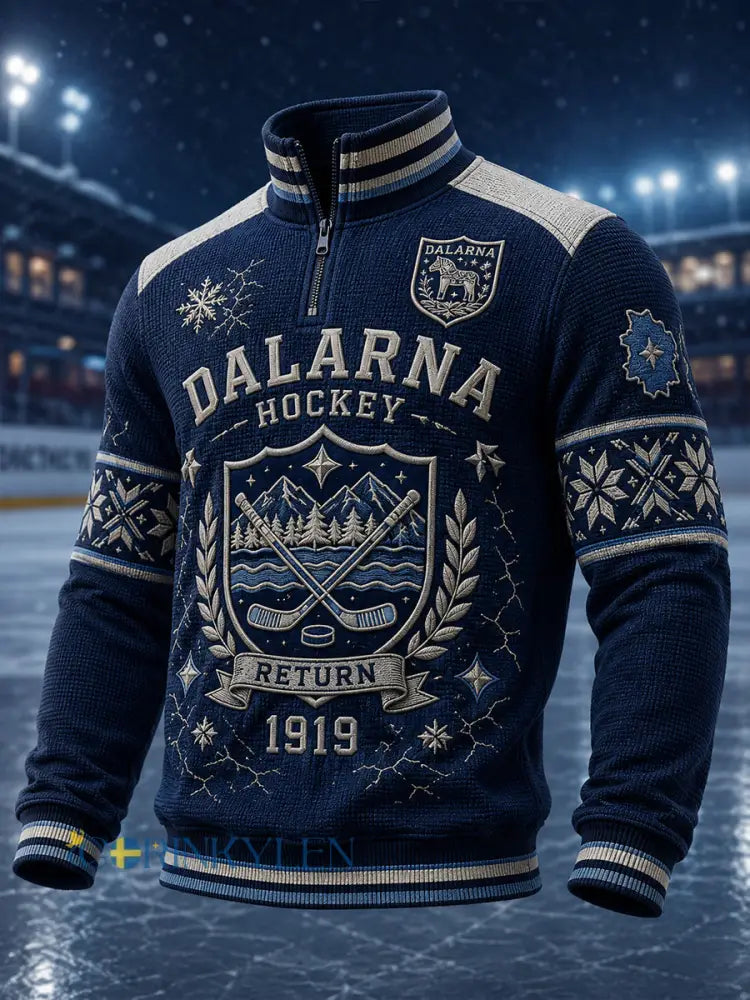 Herrligan avsnittet Svensk ishockey Leksands IF Fans Älskare Våffeltröja med lång ärm - A / S