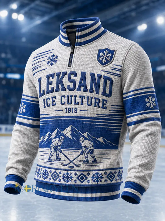 Herrligan avsnittet Svensk ishockey Leksands IF Fans Älskare Våffeltröja med lång ärm - A / S
