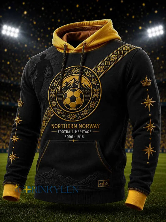 Herrligan Bodø Fotboll Lagmönster Tryckt Hoodie - som bild / S