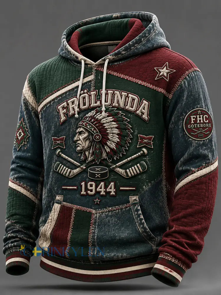 Herrligan Frölunda klassisk rödgrön huvtröja för hockey - som bild / S
