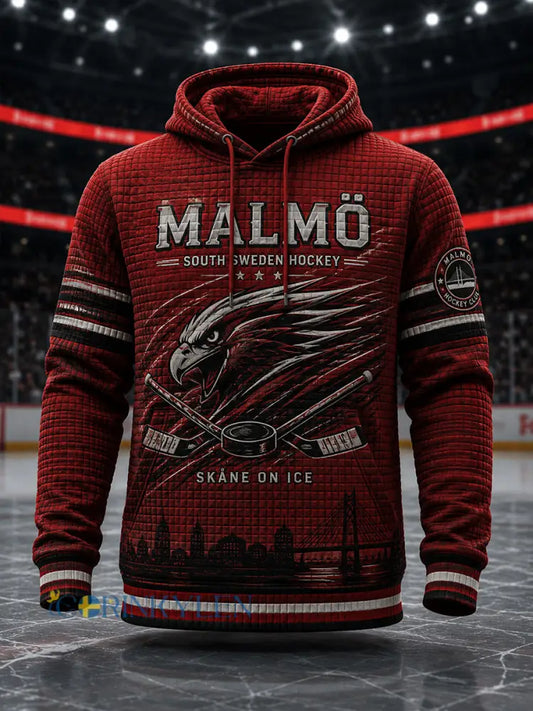 Herrligan i ishockey i Sverige Malmö Redhawks Entusiaster Överskottsstorlek Löparegenskuddad Hoodie med fickor - A / S