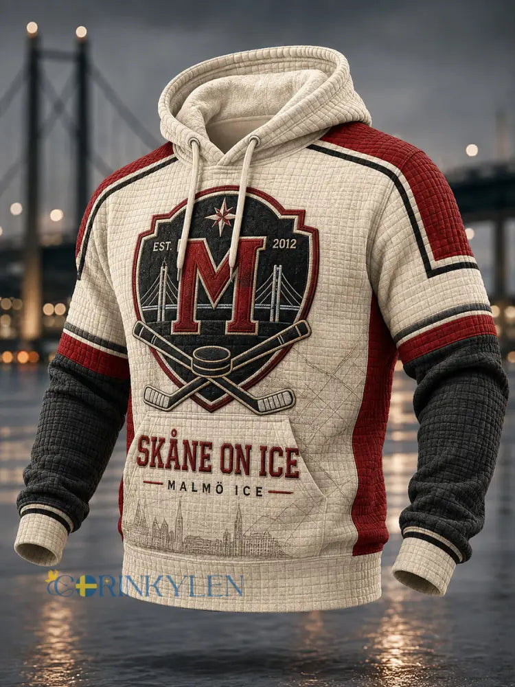 Herrligan i ishockey i Sverige Malmö Redhawks Entusiaster Överskottsstorlek Löparegenskuddad Hoodie med fickor - A / S