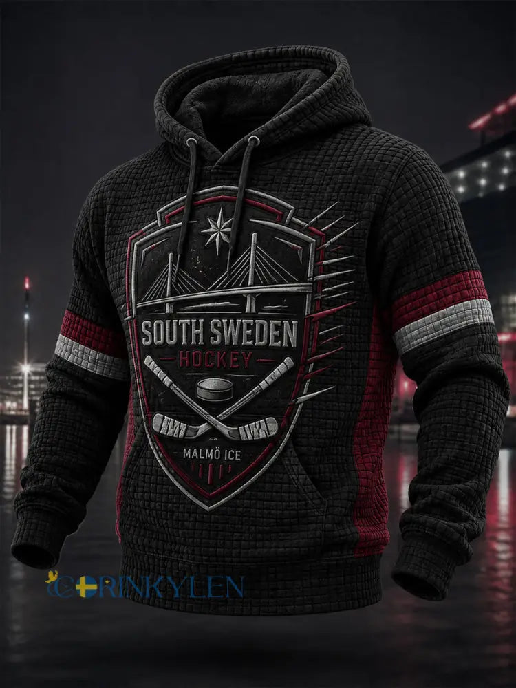 Herrligan i ishockey i Sverige Malmö Redhawks Entusiaster Överskottsstorlek Löparegenskuddad Hoodie med fickor - A / S