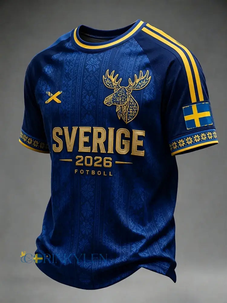 Herrligan svensk fotboll tryckt ledig kortärmad t-shirt - som bild / S