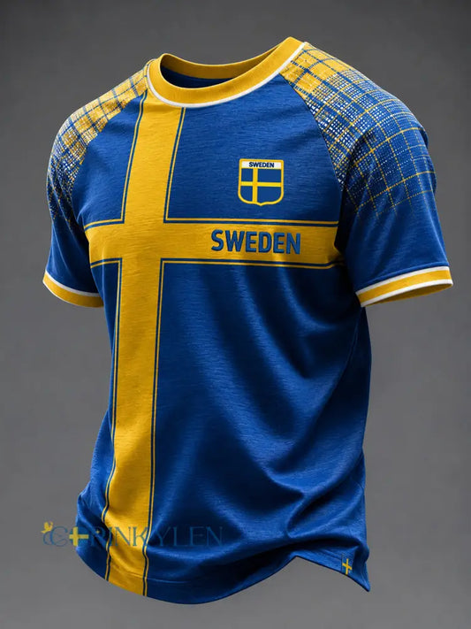 Herrligan svensk fotboll tryckt ledig kortärmad t-shirt - som bild / S