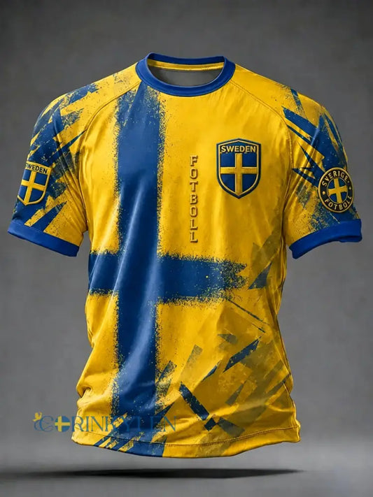 Herrligan svensk fotboll tryckt ledig kortärmad t-shirt - som bild / S