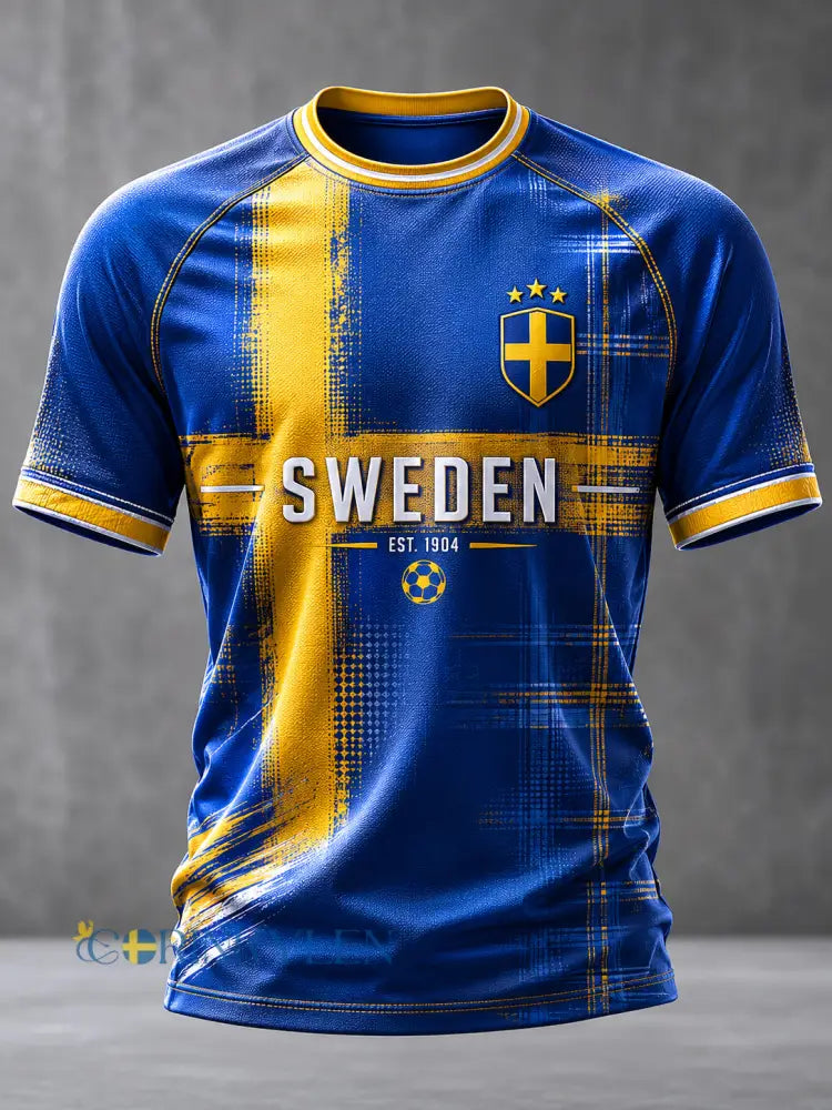 Herrligan svensk fotboll tryckt ledig kortärmad t-shirt - som bild / S