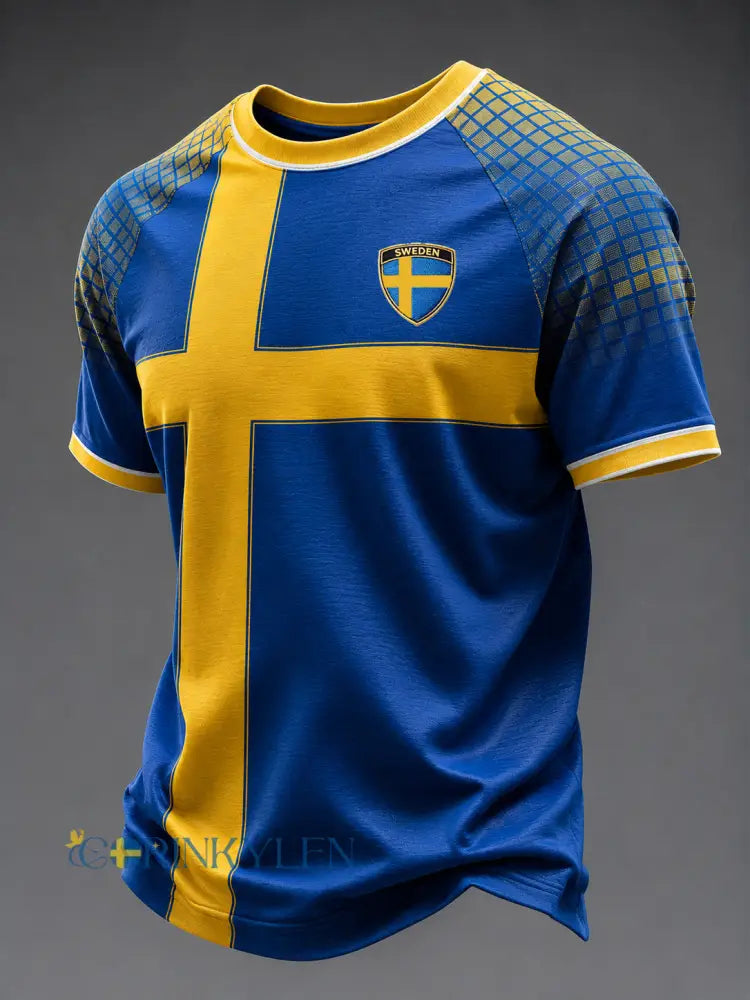 Herrligan svensk fotboll tryckt ledig kortärmad t-shirt - som bild / S