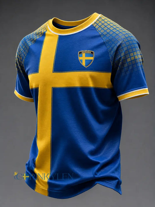 Herrligan svensk fotboll tryckt ledig kortärmad t-shirt - som bild / S