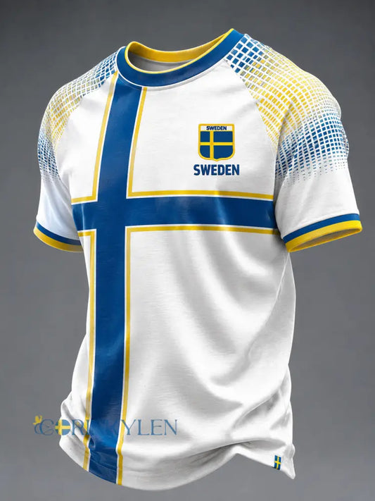 Herrligan svensk fotboll tryckt ledig kortärmad t-shirt - som bild / S