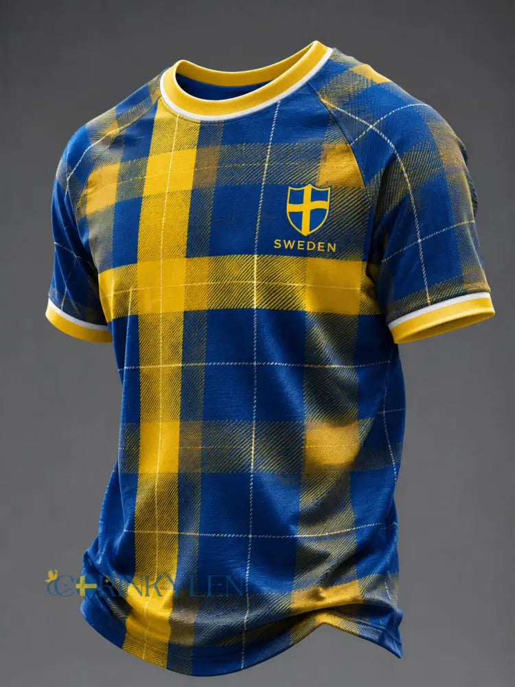Herrligan svensk fotboll tryckt ledig kortärmad t-shirt - som bild / S