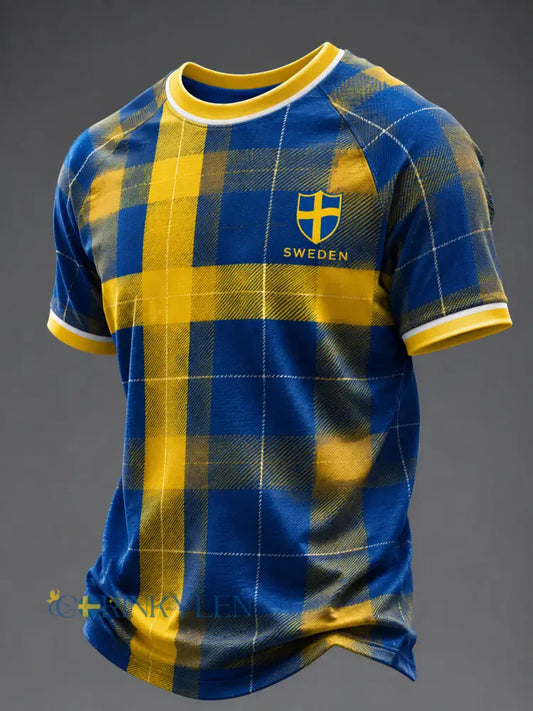 Herrligan svensk fotboll tryckt ledig kortärmad t-shirt - som bild / S
