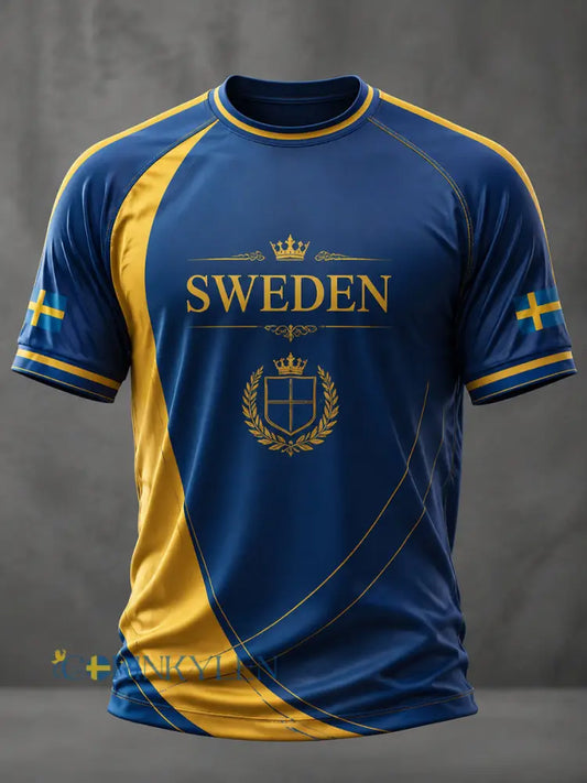 Herrligan svensk fotboll tryckt ledig kortärmad t-shirt - som bild / S