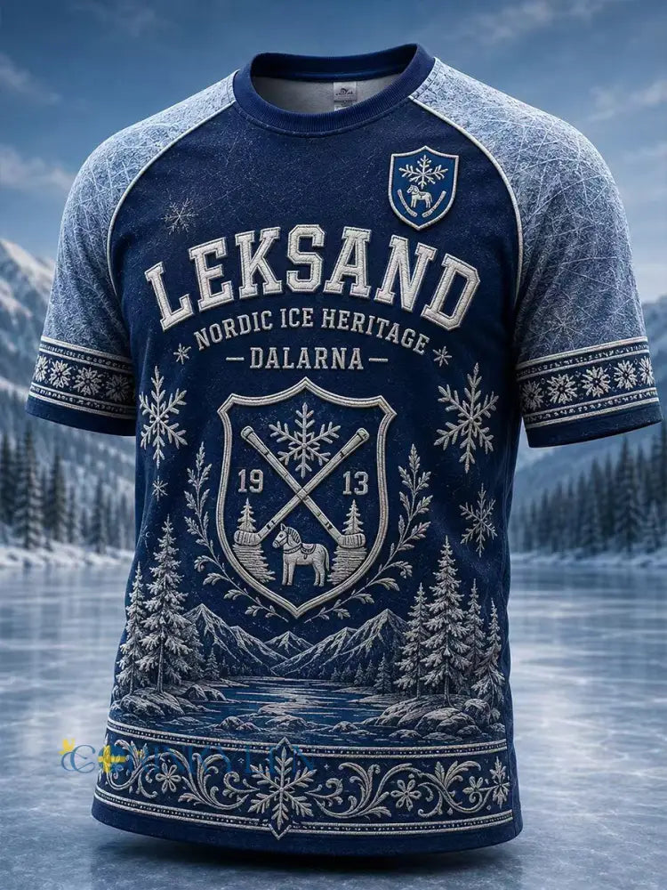 Herrligan Svensk ishockey Leksands IF Fans Älskare T-shirt med korta ärmarna - A / S