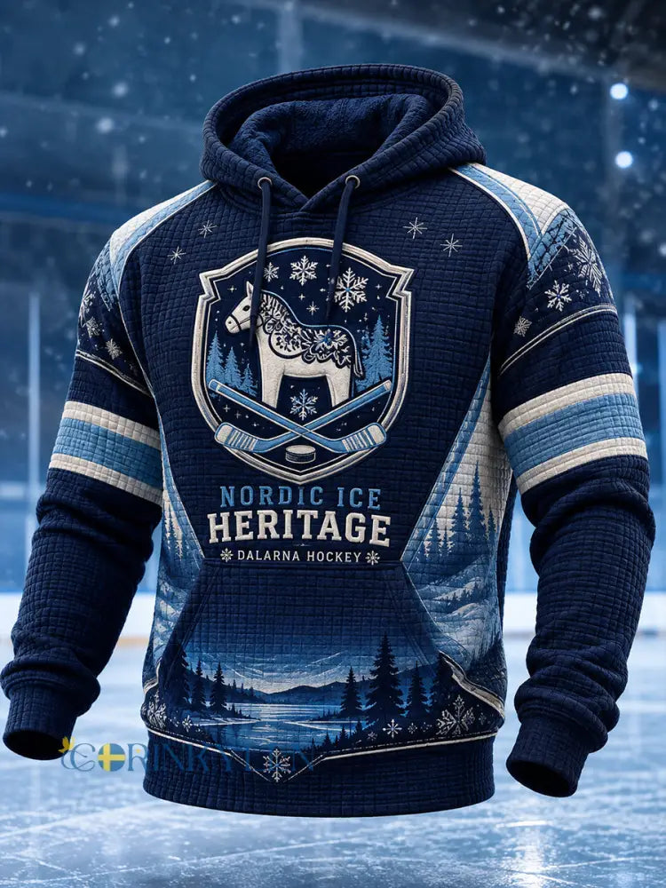 Herrliggande överdimensionerad huvtröja i svensk ishockeystil med fickor för Leksands IF-fans och -älskare - A / S