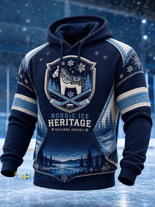 Herrliggande överdimensionerad huvtröja i svensk ishockeystil med fickor för Leksands IF-fans och -älskare - A / S