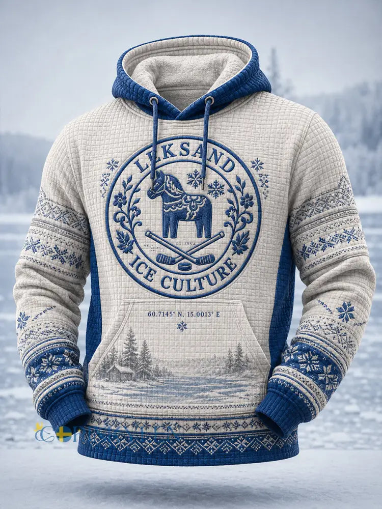 Herrliggande överdimensionerad huvtröja i svensk ishockeystil med fickor för Leksands IF-fans och -älskare - A / S
