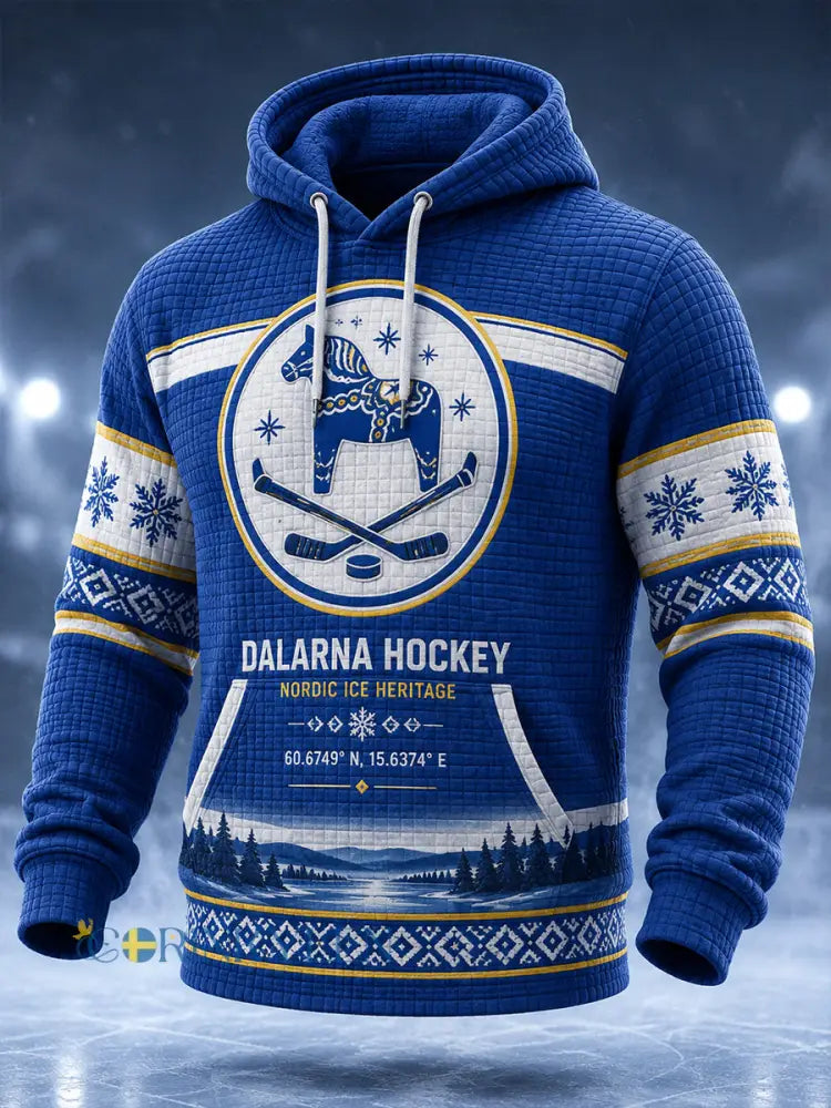 Herrliggande överdimensionerad huvtröja i svensk ishockeystil med fickor för Leksands IF-fans och -älskare - A / S