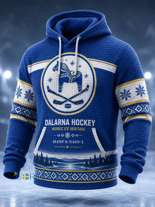 Herrliggande överdimensionerad huvtröja i svensk ishockeystil med fickor för Leksands IF-fans och -älskare - A / S