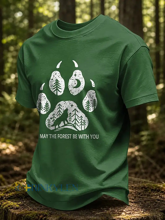 Herrmärket May The Forest Be With You tryckt ledig t-shirt - grön / S