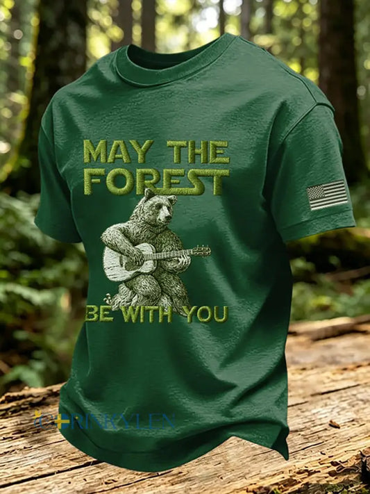 Herrmärket May The Forest Be With You tryckt ledig t-shirt - grön / S