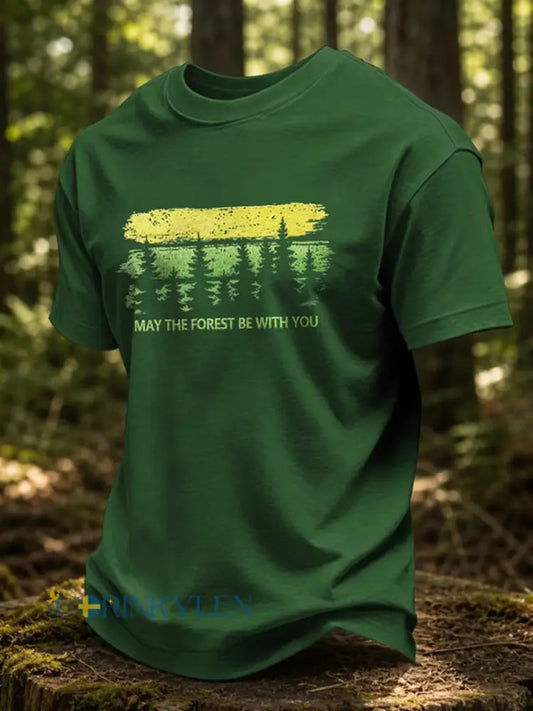 Herrmärket May The Forest Be With You tryckt ledig t-shirt - grön / S