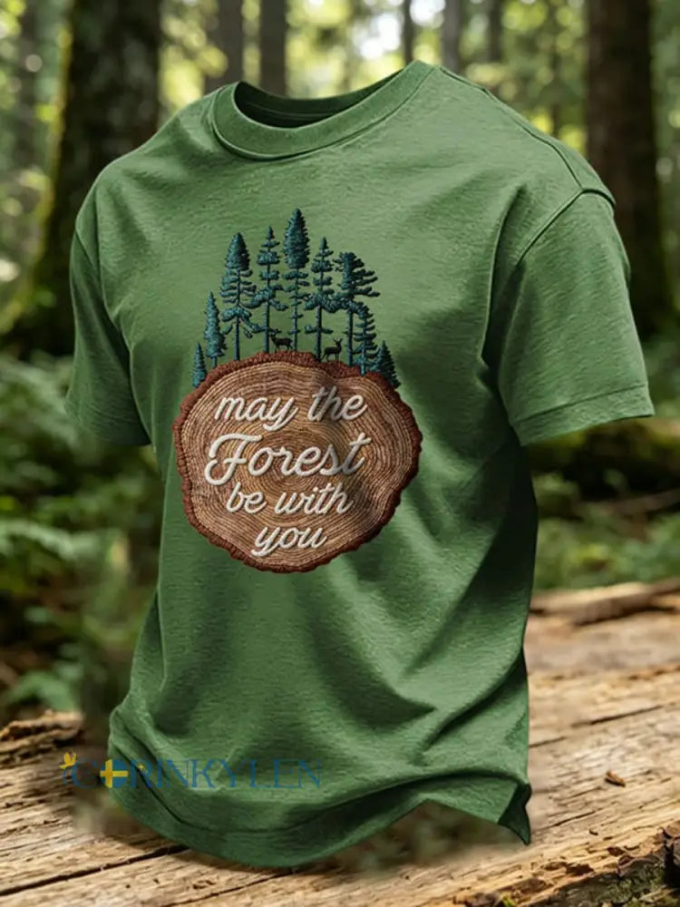Herrmärket May The Forest Be With You tryckt ledig t-shirt - grön / S