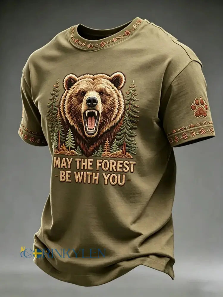 Herrmärket May The Forest Be With You tryckt ledig t-shirt - som bild / S