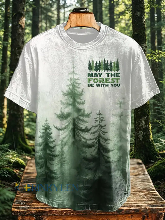 Herrmärket May The Forest Be With You tryckt ledig t-shirt - som bild / S