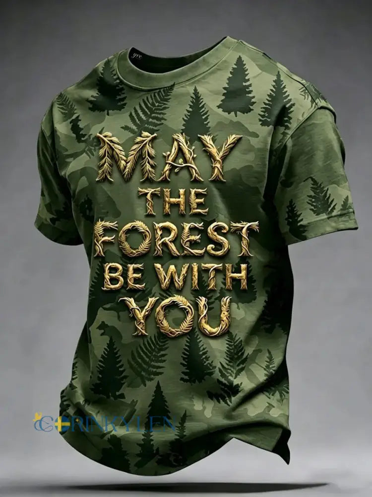 Herrmärket May The Forest Be With You tryckt ledig t-shirt - som bild / S